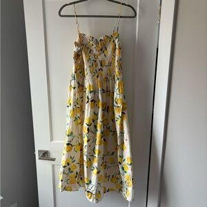 H&M Sleeveless Lemon Print Midi Dress